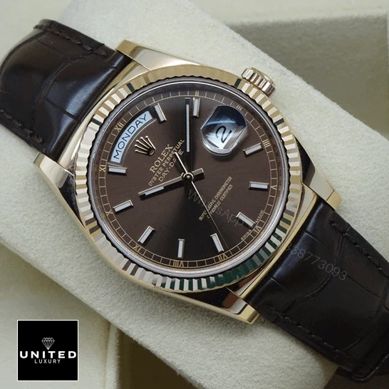 View 12 of Rolex Day-Date 118135 V5 Brown Dial Replica