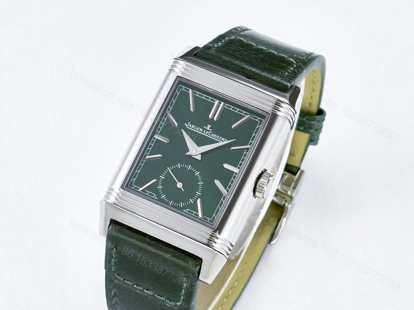 View 2 of Reverso Classic Duoface Small Seconds SS MGF Best Edition White Textured Dial on Black Leather Strap A854A