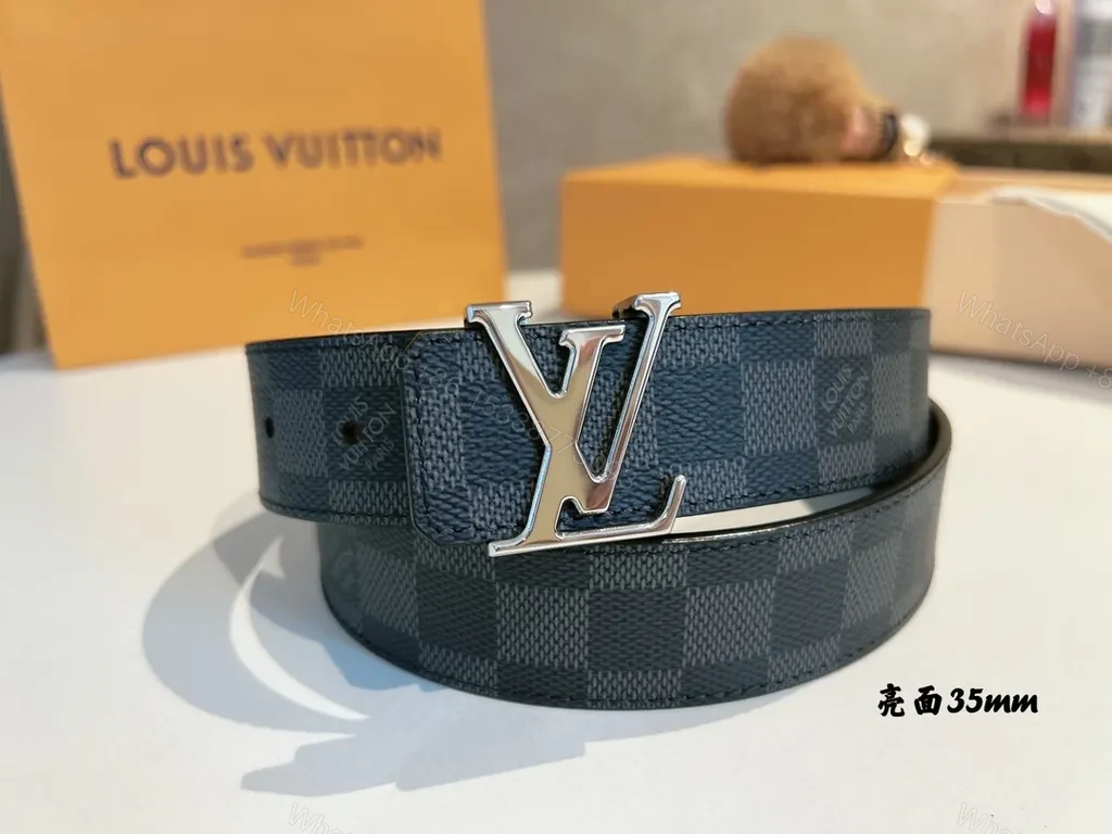 Louis Vuitton Damier 35mm Belt â€“ Silver LV Buckle, Dark Graphite — view 1