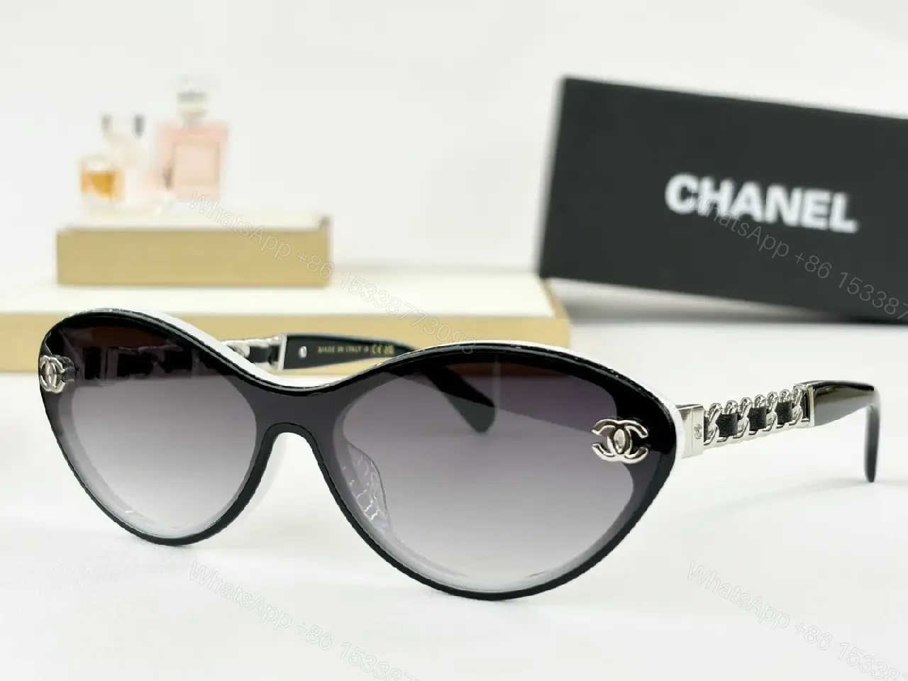 View 2 of Cat-Eye Sunglasses with Gold Detailing, Gradient UV400 Lens