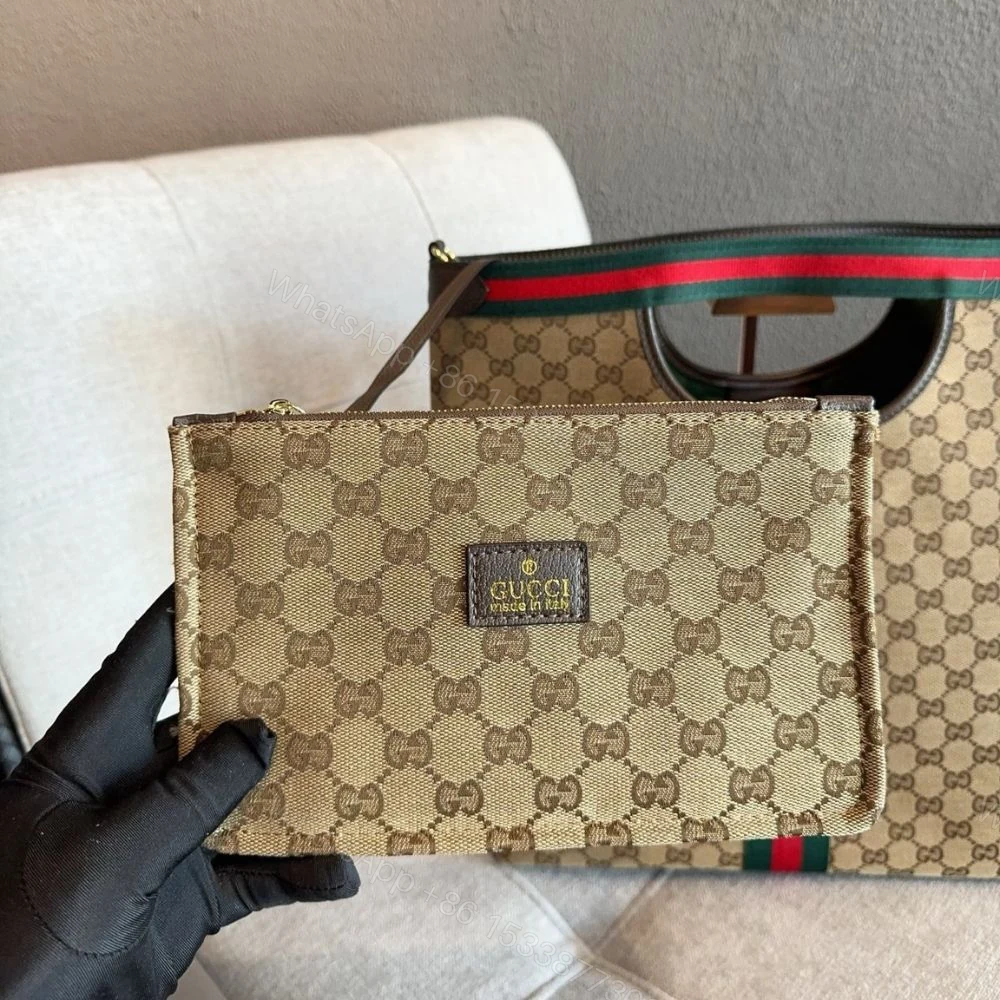 View 7 of Gucci Giglio large tote bag Beige and Brown GG canvas 36Cm
