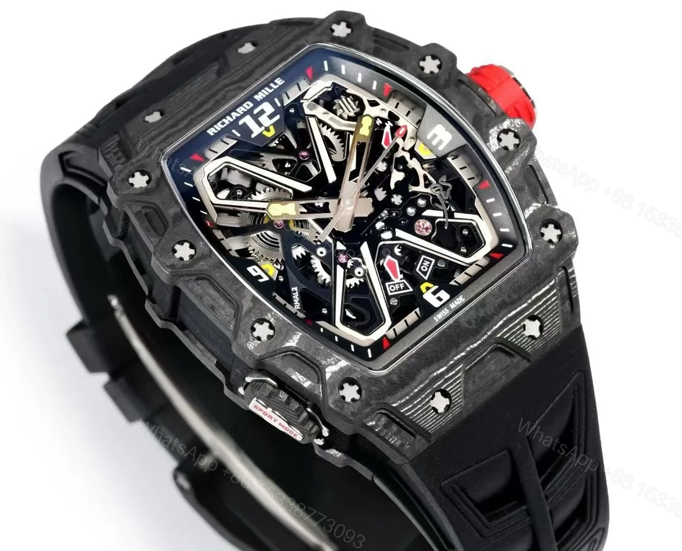 View 3 of Richard Mille RM35-03 Automatic Skeleton Watch Quartz Carbon NTPT Carbon TPT Fiber Case 13.5MM Integrated Movement Premium Edition RM35-03-QCF-AUT-35