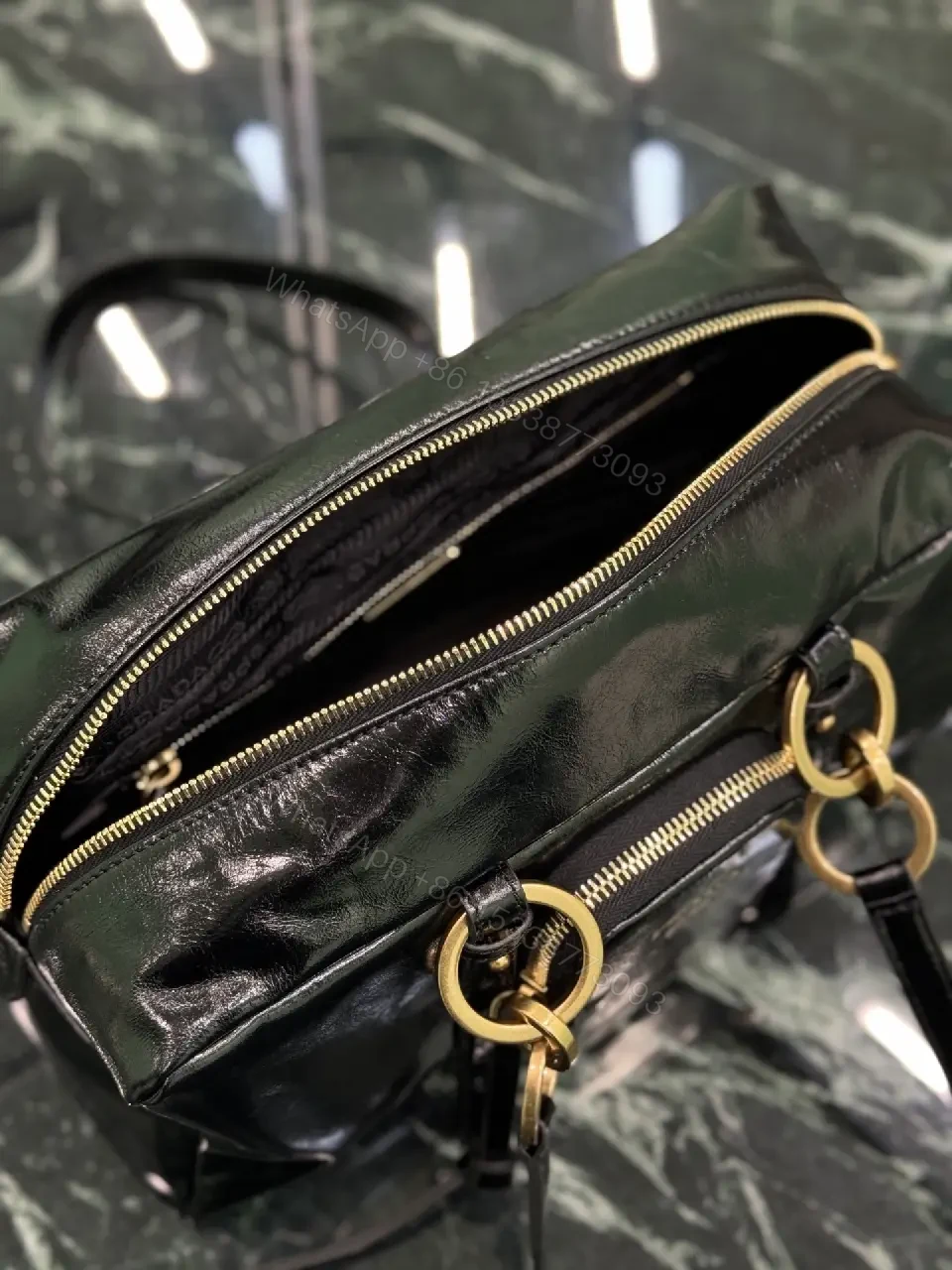 View 5 of Gloss Black Luxury Handbag: Structured, Practical Chic Bag