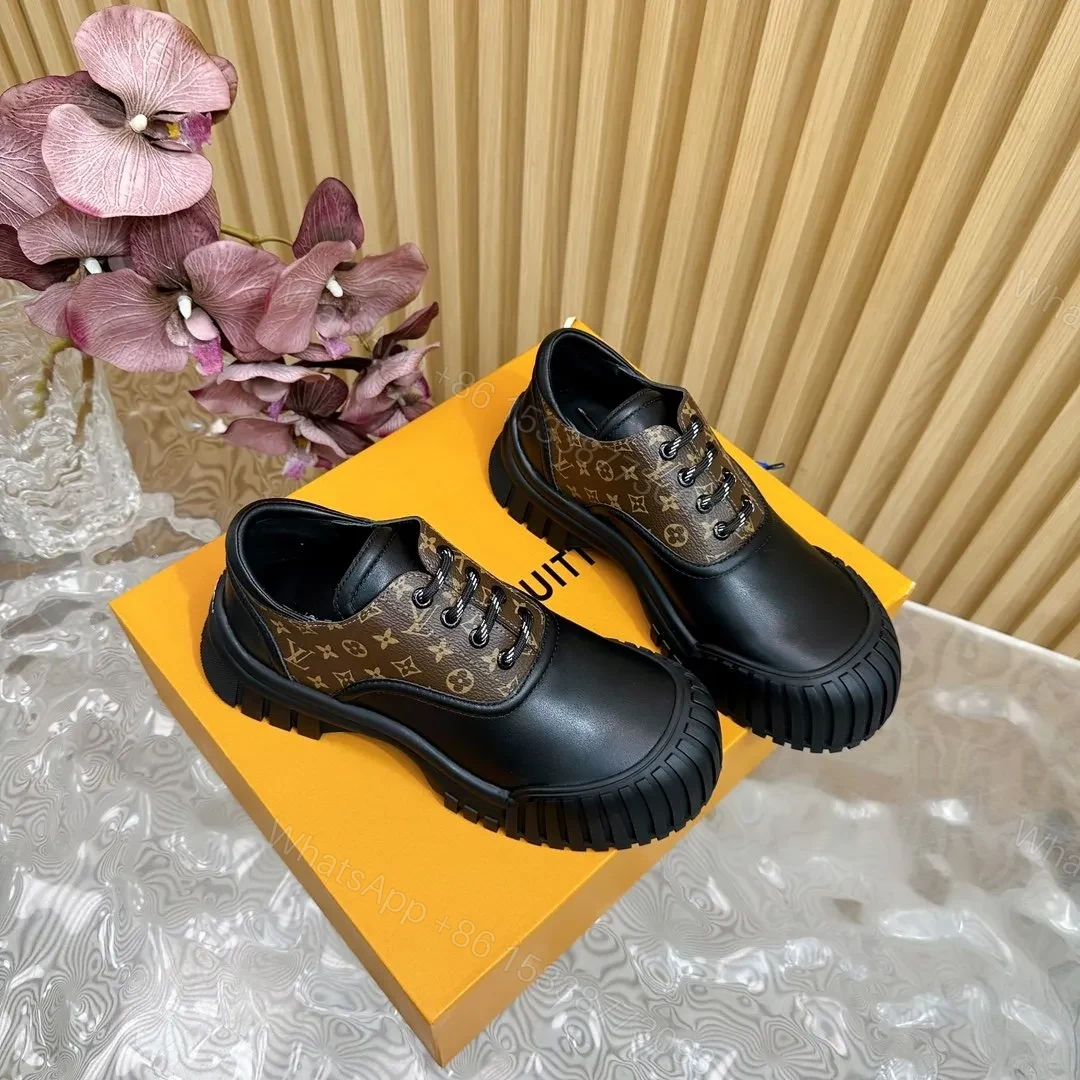 View 4 of LV Women Black Leather Brown Patterned Sneakers
