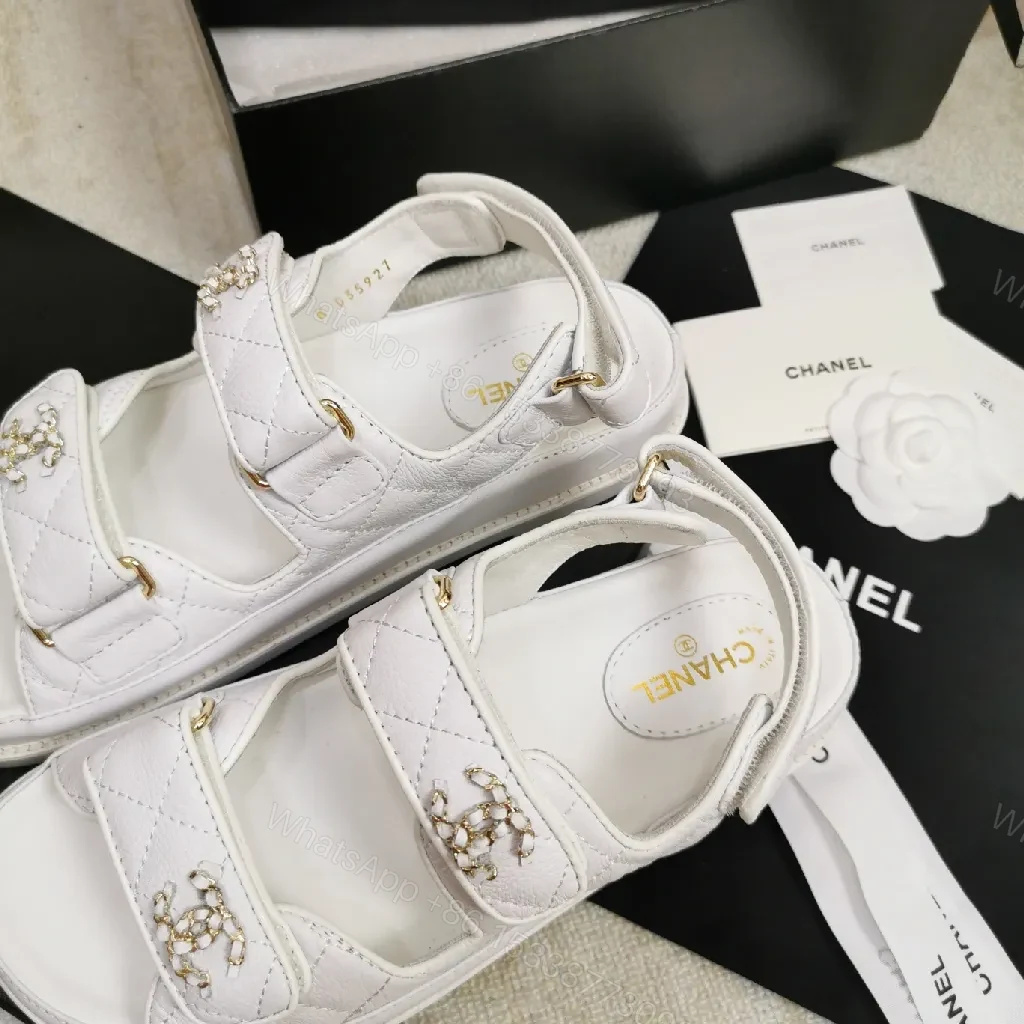 View 6 of White Quilted Velcro Sandals: Luxe Minimalist Comfort Shoes