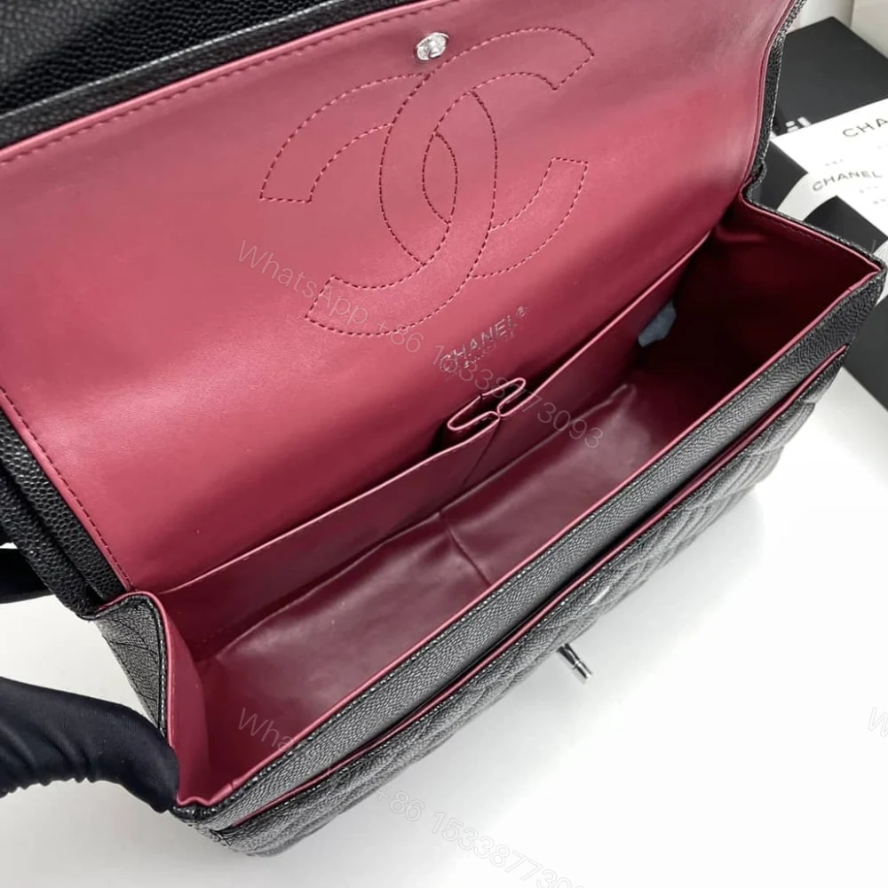 View 5 of Chanel Maxi Classic Handbag Sliver Hardware Black 33Cm