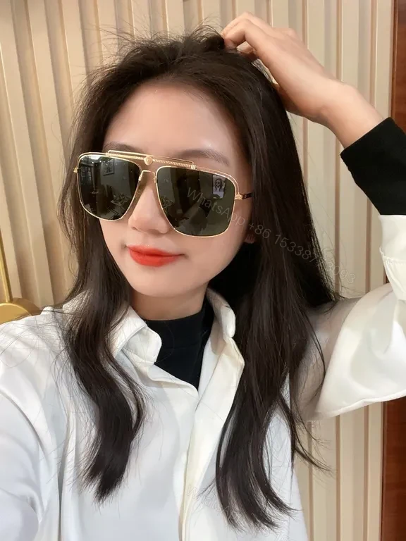 View 7 of Gilded Medusa: Gold-Tone Sunglasses with Crest