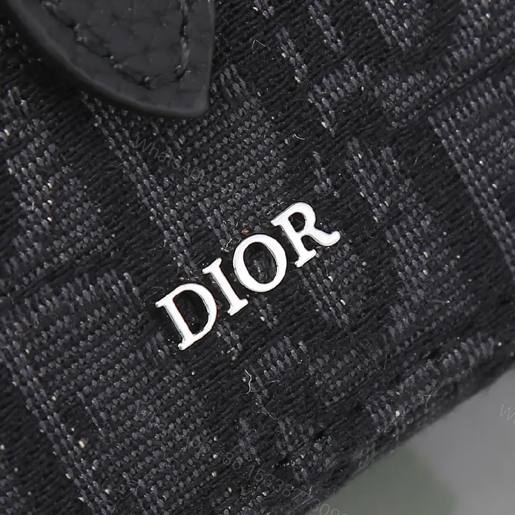 View 2 of Chic Black Monogram Crossbody with Textured Leather Flap