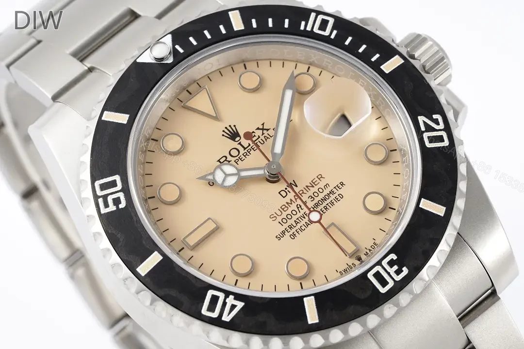 View 3 of Best Rolex DIW Submariner Beige replica 40MM Oyster Bracelet Edition RG-DIW-SUB-BEIGE-OYSTER-40