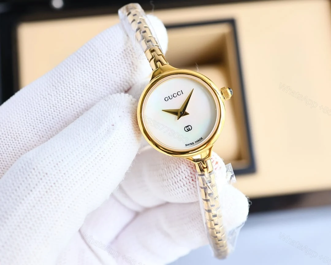 View 5 of Gucci Ladies Watch Round Case With Slim Dial Gold In White 22Mm