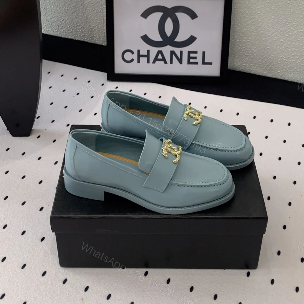 View 2 of 高仿Chanel*24S系列G45663E牛皮革樂福鞋藍色3CM免檢版