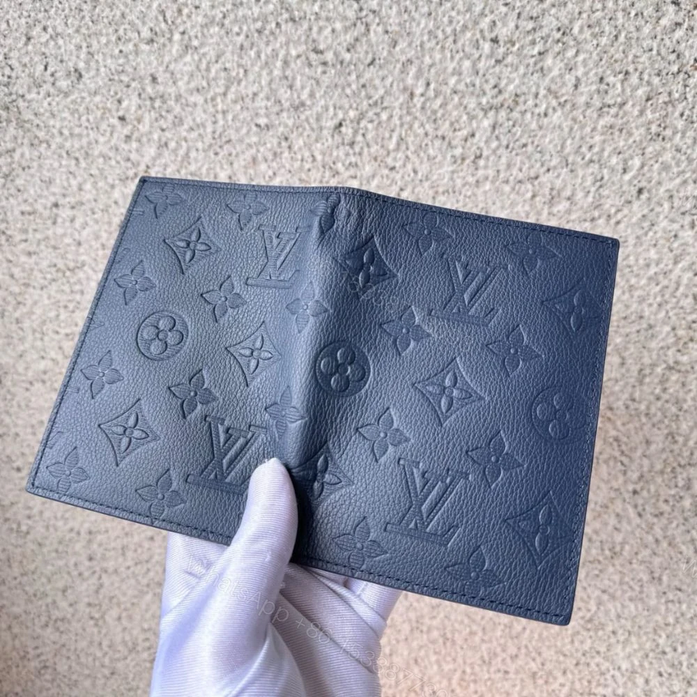 View 6 of Louis Vuitton Passport Cover Monogram Shadow Navy Blue 14Cm M14792