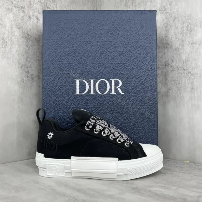 Modular Stitch Runner: Black Canvas High-Tops with Dior-Inspired Accents — view 1