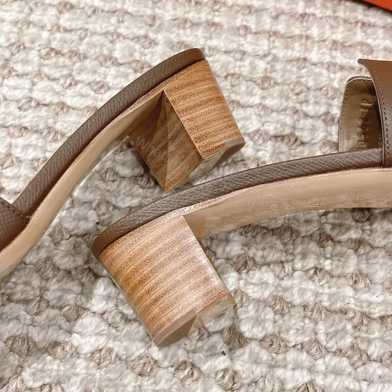View 4 of Brown Leather Hermes-Style H-Strap Sandals - All-Day Comfort