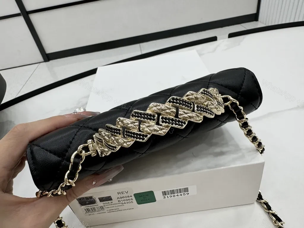 View 6 of Chic Quilted Black Chanel-Style Shoulder Bag