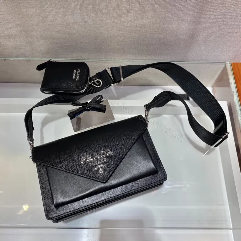 View 6 of Prada Milano Crossbody: Saffiano, Envelope, Detachable Pouch
