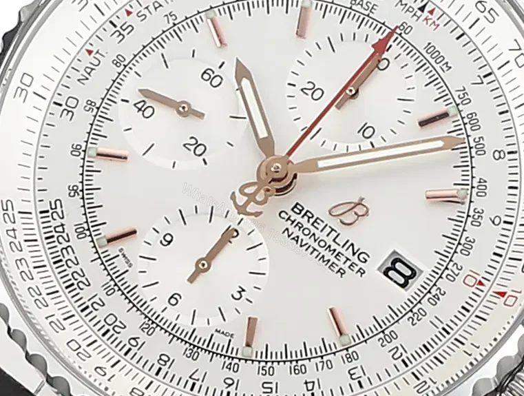 View 4 of Breitling Navitimer B01 Chronograph 43mm Stainless Steel Watch with Black Leather Strap