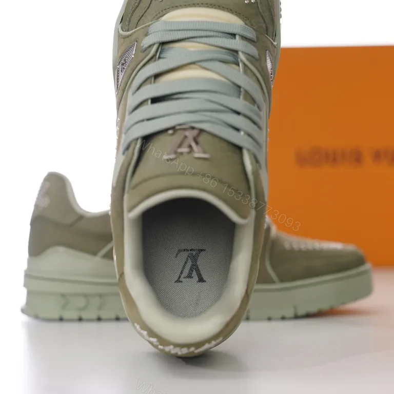 View 7 of Olive Allure: Luxe Everyday Trainer with LV Detail