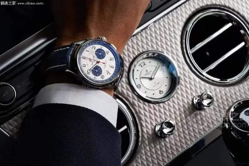 View 9 of OM Factory Breitling Premier B01 Chronograph Watch – Blue and White Dial, Leather Strap, 42mm Stainless Steel Case