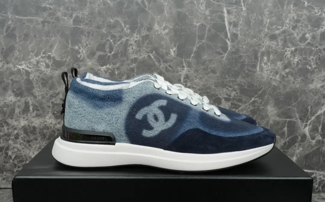 Denim-Gradient Suede High-Tops: Luxe Logo Accent Sneaker — view 1