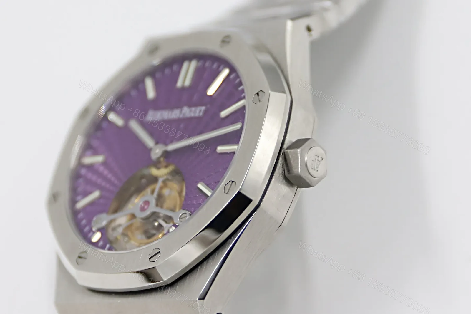 View 4 of BBR Factory Audemars Piguet Royal Oak Tourbillon V2 Upgrade Edition – Silver Case with Purple Dial, 41mm