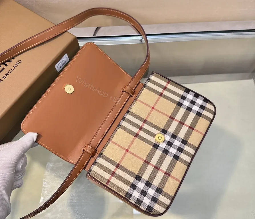 View 8 of Classic Check Leather-Trim Crossbody Bag - Everyday Luxury