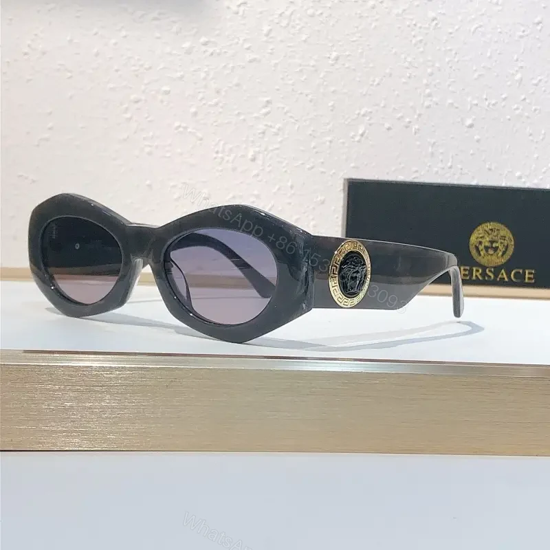 Bold Acetate Sunglasses: Oval, Gold Hardware, Gradient Lenses — view 1