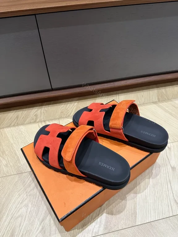 View 2 of Bold Stride: Vulkan Orange Hermes-Style Sandals