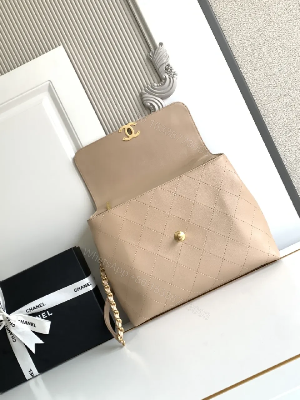 View 8 of Quilted Nude Leather Bag: Minimalist Luxury Crossbody