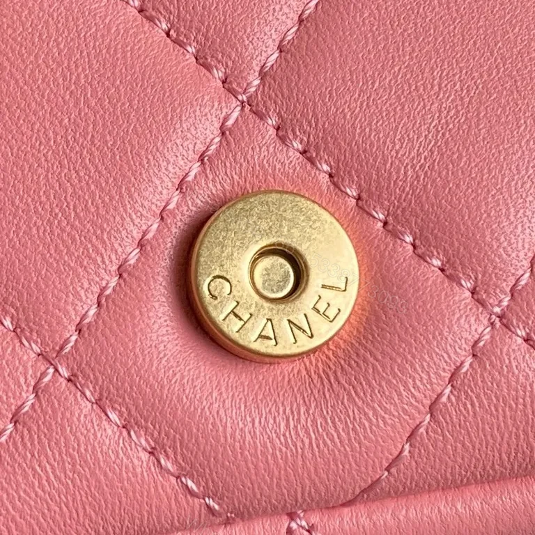 View 2 of Pink Quilted Leather Shoulder Bag with Gold Chain - Chic Luxury