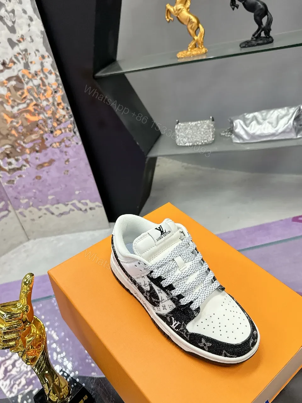 View 5 of White & Black LV-Inspired Sneaker: Statement Craft, Everyday Precision
