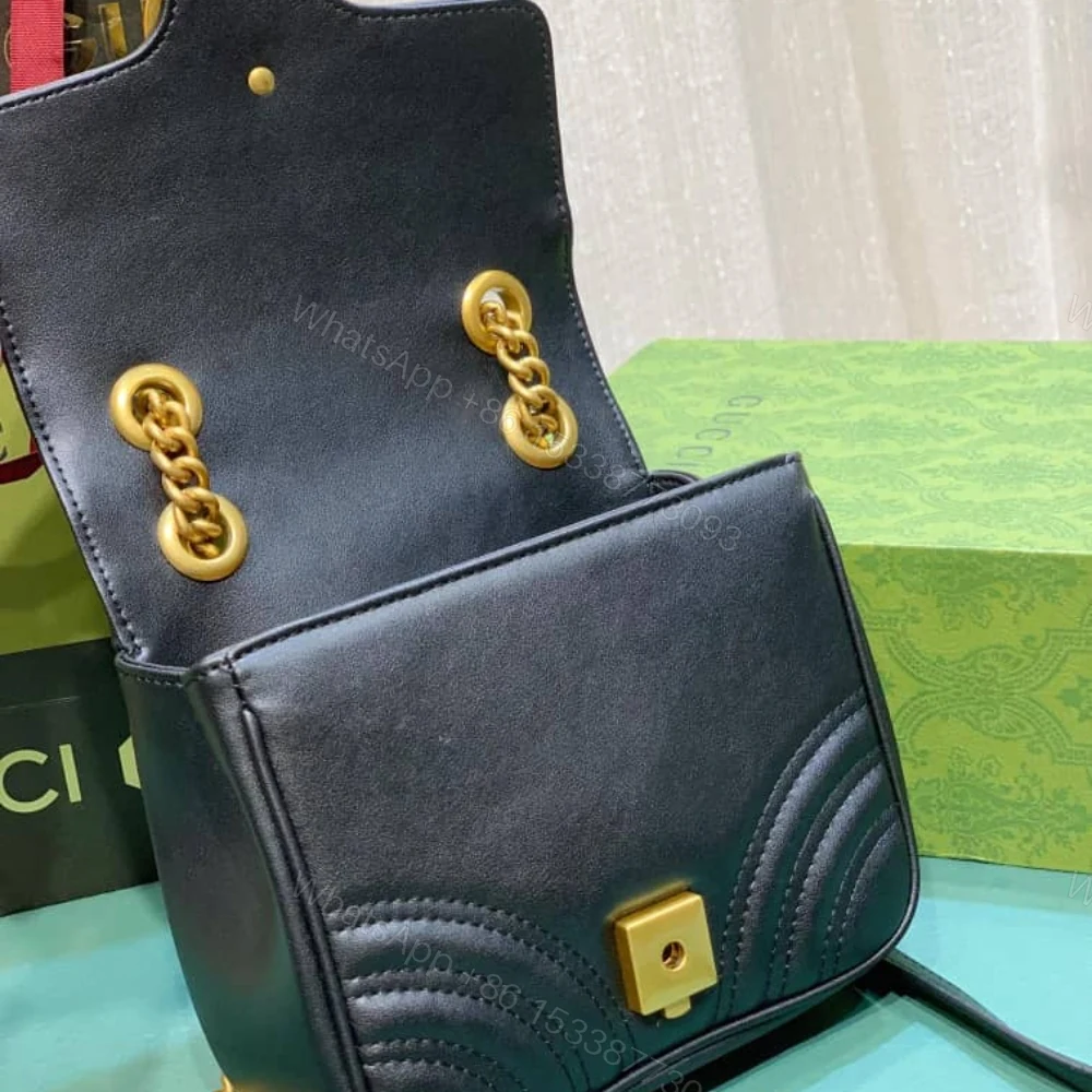 View 8 of Gucci GG Marmont Mini Shoulder Bag Black 18Cm 739682 AABZC 6832