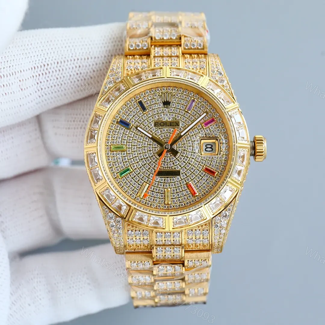 View 2 of Best Rolex Datejust Full Diamond replica· 41MM Gold President Bracelet Edition RG-DATEJUST41-FULL-DIAMOND-GOLD