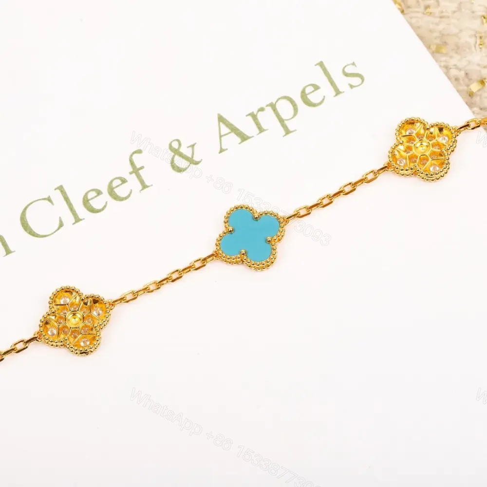 View 3 of 高仿首飾VanCleef&Arpels*RD003四葉草綠松石手鏈黃金款