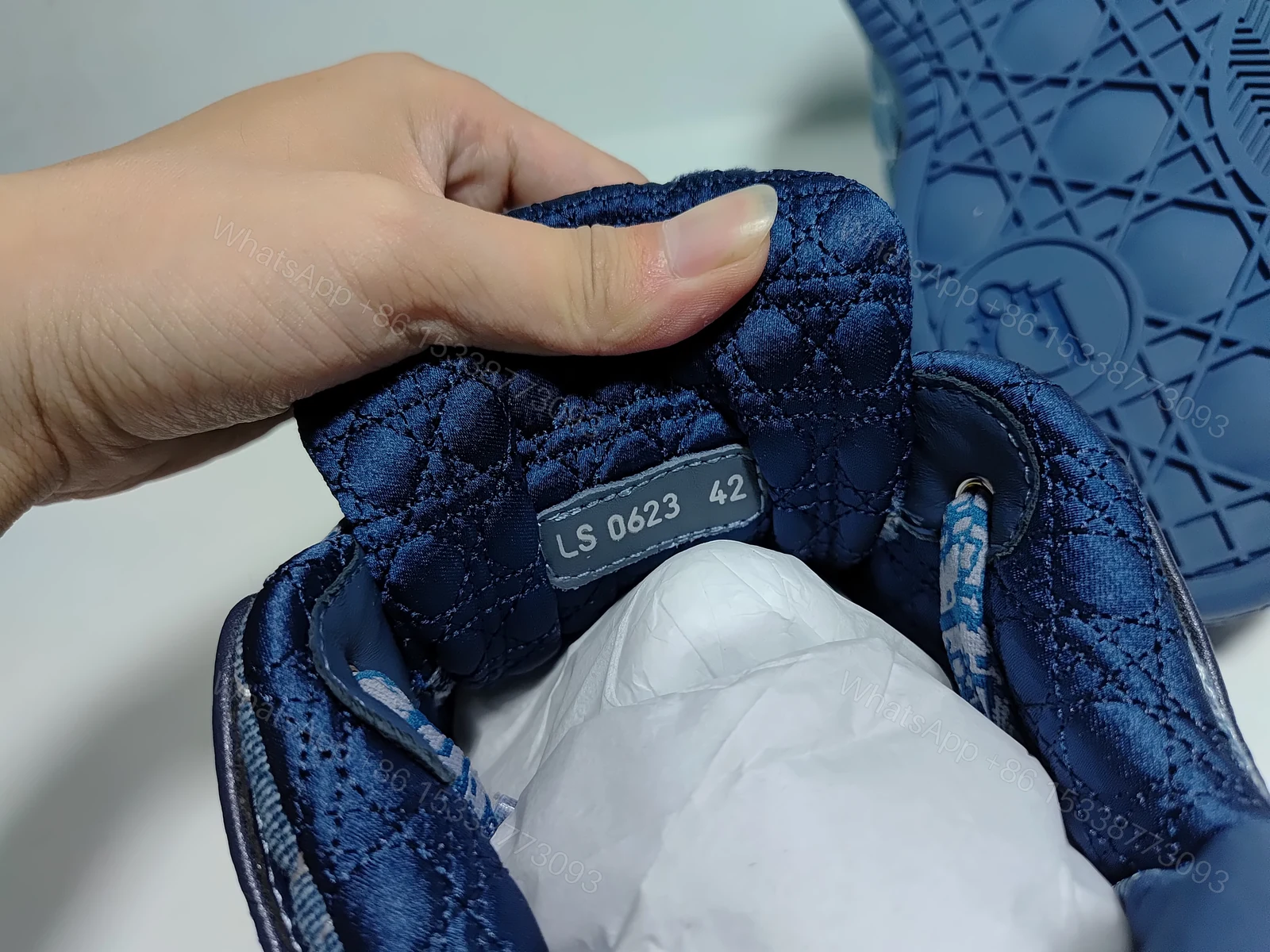 View 13 of Dior B9S Skater ERL Kumo Cannage Satin 'Blue Blue'