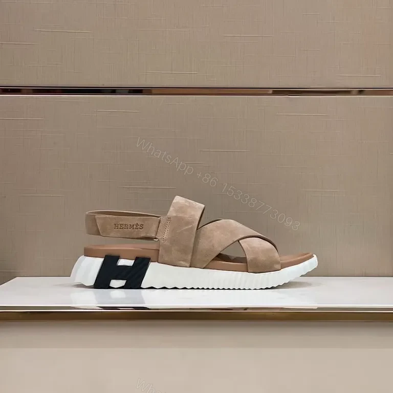 View 9 of Beige Suede Platform Sandals â€“ Geometric Sole, Modern Edge