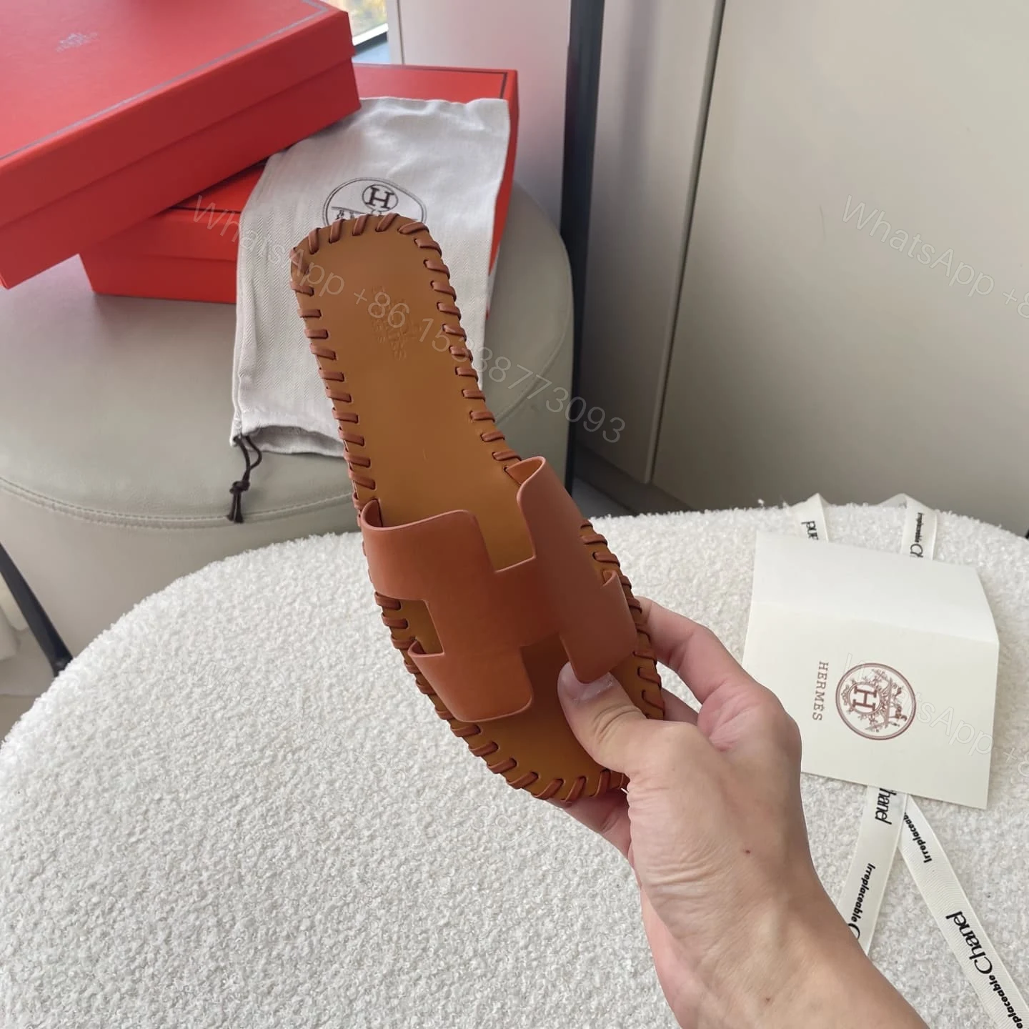 View 4 of HERMÈS ORAN SANDALS STITCHING IN BROWN