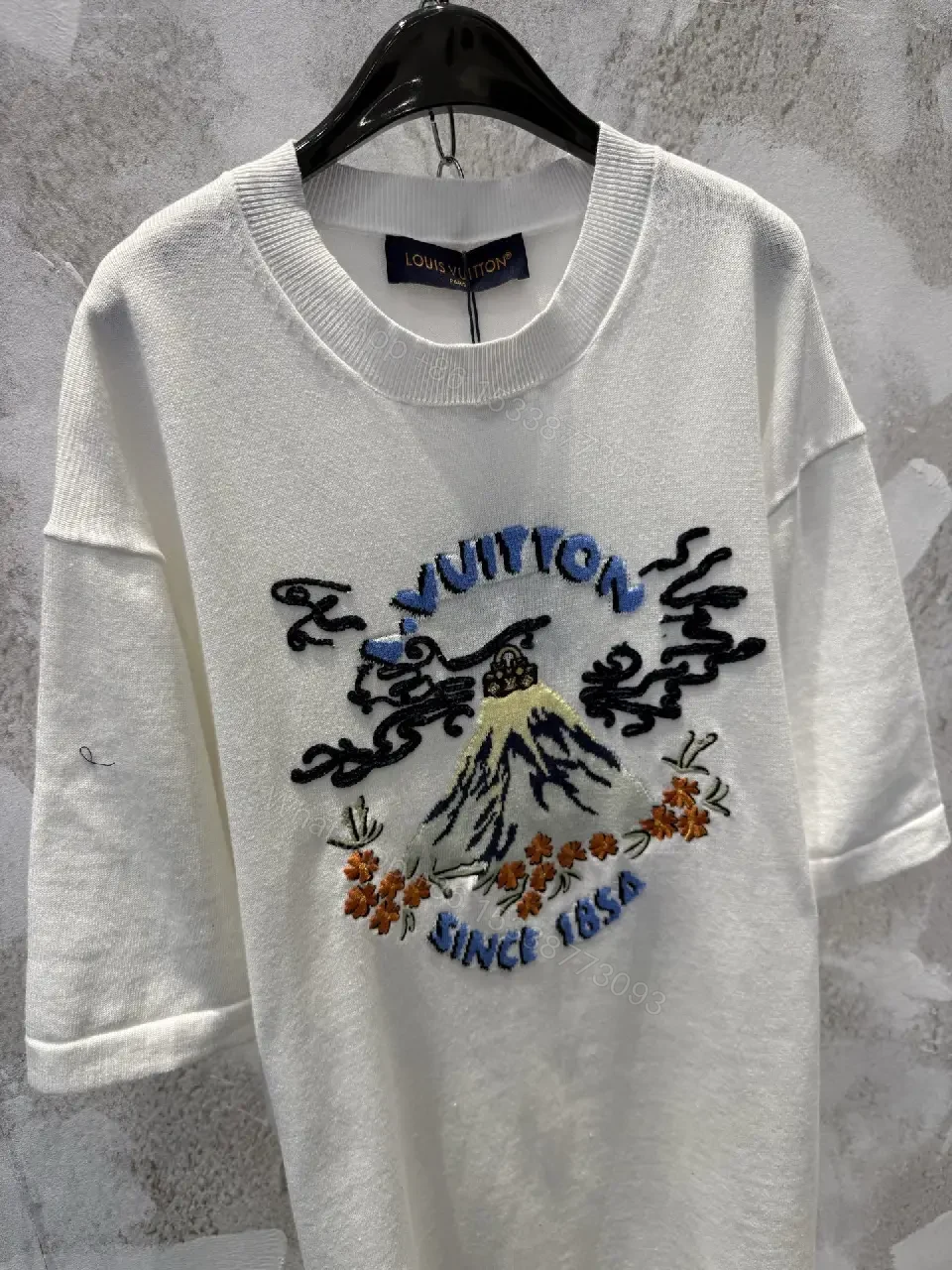 View 3 of White Embroidered Graphic Tee with Luxe Motif - Casual Luxury Top
