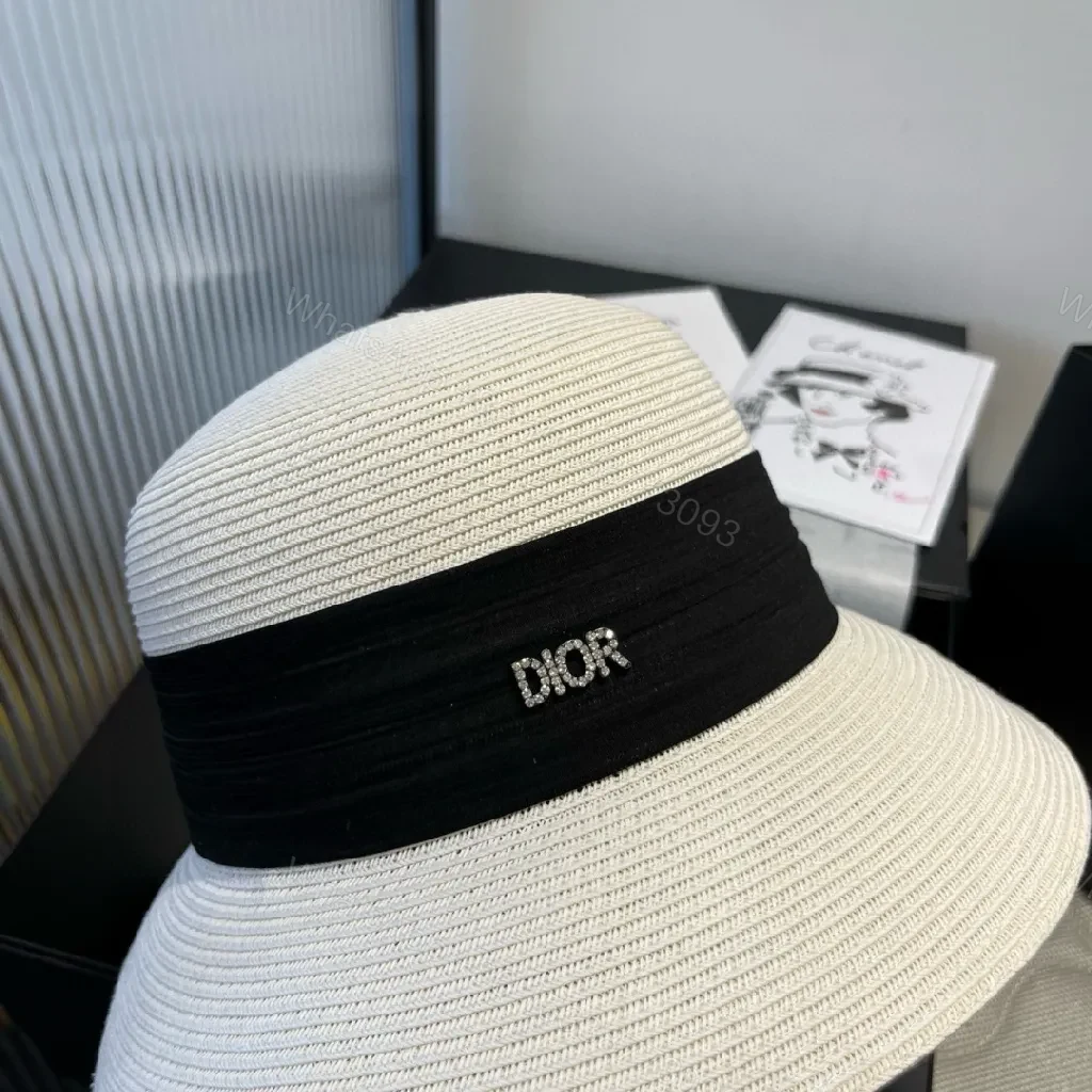 View 3 of White Straw Hat Black Band Ultra-Luxe Sun Artistry