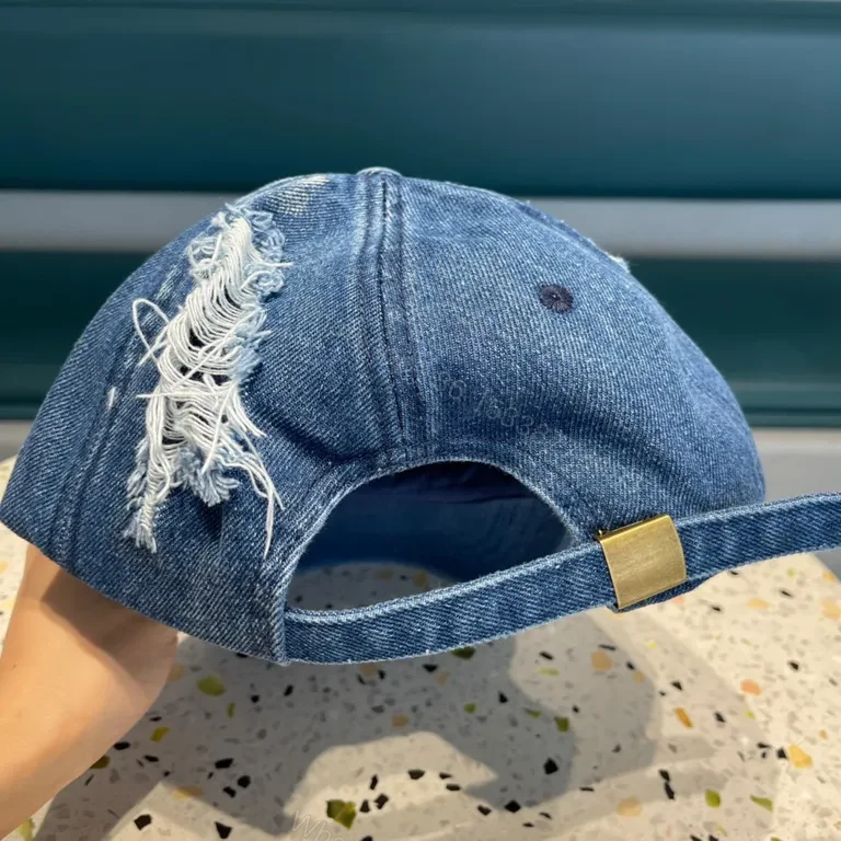 View 5 of Blue Denim Cap Lux Embroidered LV Logo â€“ Casual Luxury Hat