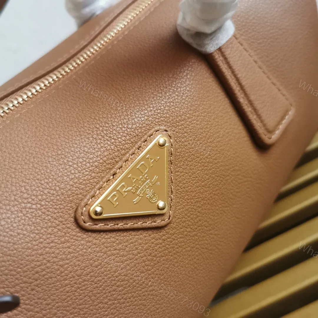View 5 of Prada Caramel Medium leather top-handle bag with padlock