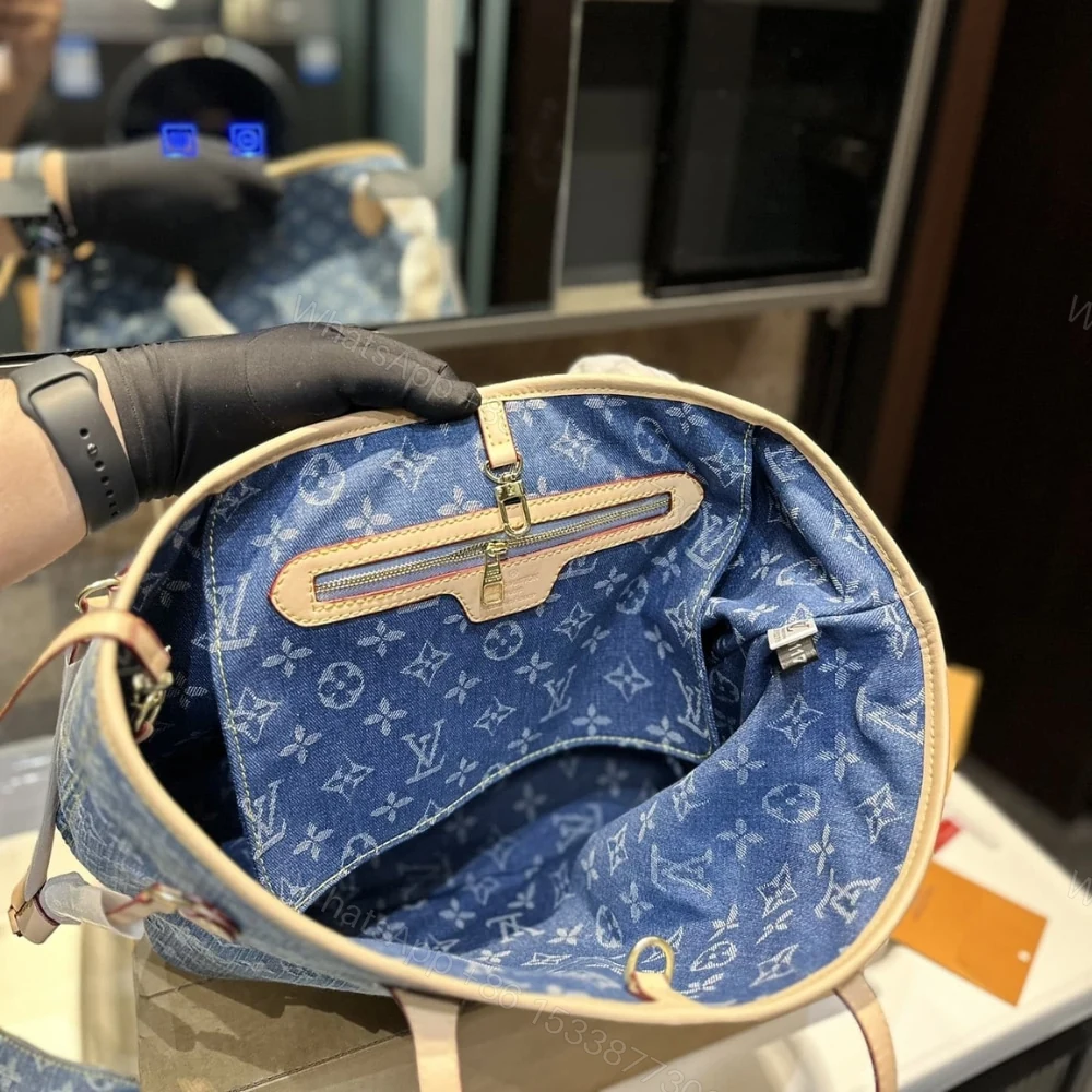 View 5 of Louis Vuitton Neverfull MM Bag Denim Blue 31Cm M13192