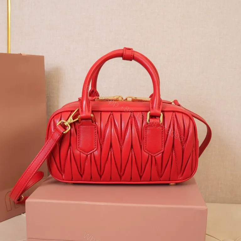 View 4 of Vivid Red Quilted Mini Satchel: Luxury Everyday Bag