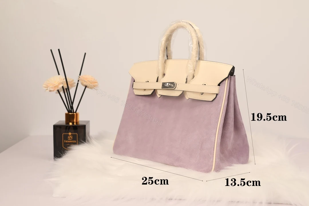 Hermes 原單 女款 Birkin 奶油紫拼皮手提包 溫柔氣質款 — view 1