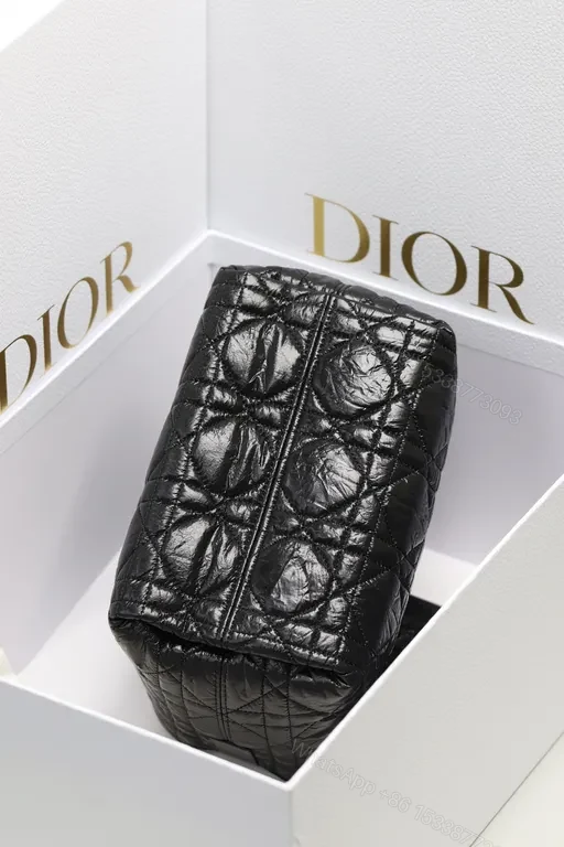 View 4 of Quilted Mini Satchel: Dior-Inspired Hardware, Black Leather