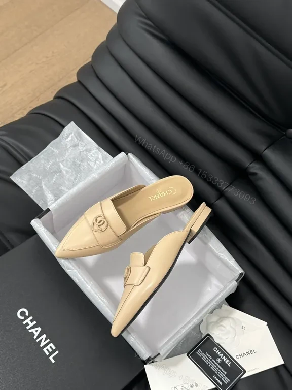 View 5 of Chanel-Inspired Nude Leather Mules â€” Sleek Everyday Luxe