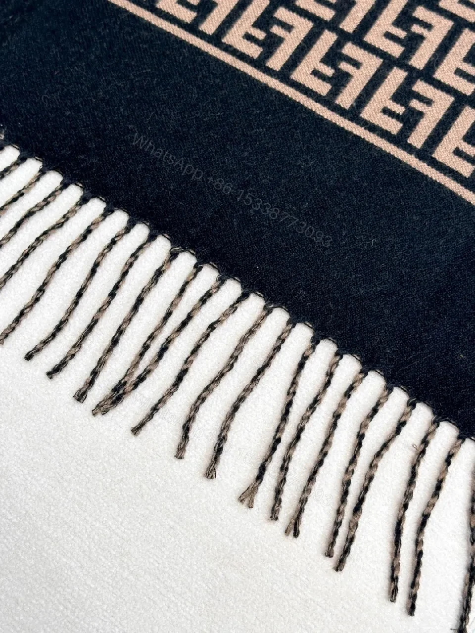 View 8 of Two-Tone Knit Wrap Poncho: Open-Front Fringe, Cozy Luxury