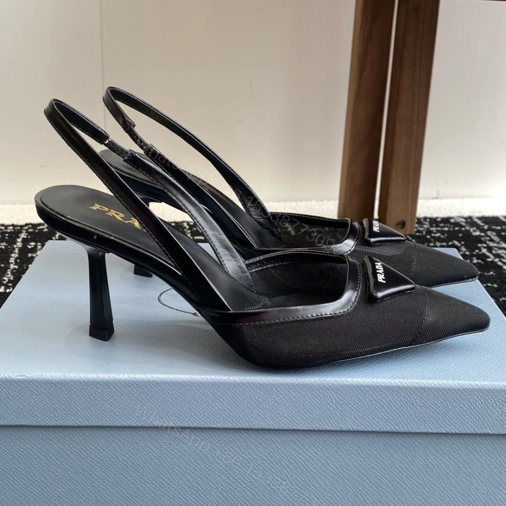 View 2 of 高仿Prada*1I891N尖頭露跟高踭鞋7.5CM黑色免檢版