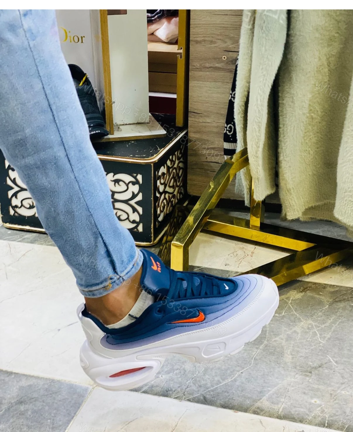 View 2 of FIRST COPY NIKE AIRMAX PORTAL TRAINERS WHITE BLUE RED FOR MEN