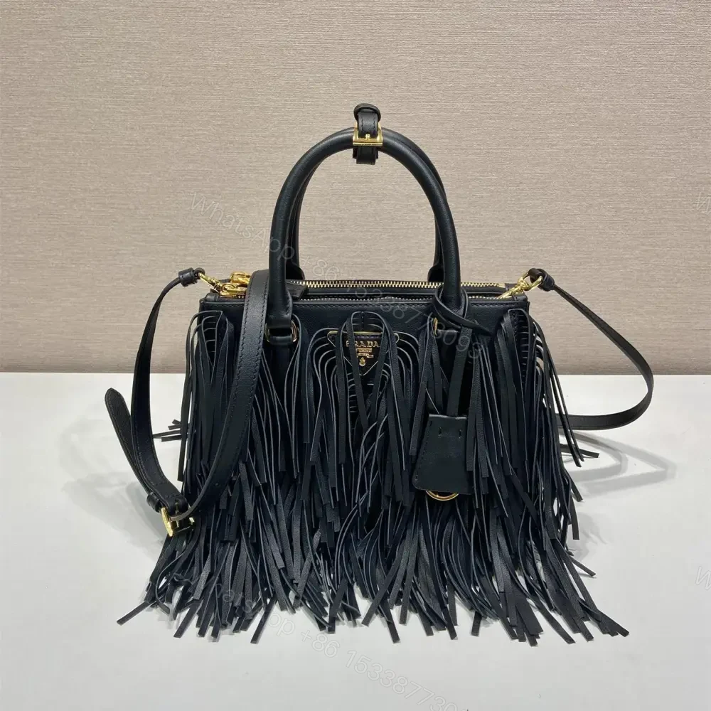 高仿Prada*Gaalleria系列1BA986流蘇包黑色小號免檢版 — view 1